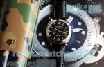 Best Quality Copy Panerai Radiomir GMT Silver Bezel Black Leather Strap Watch